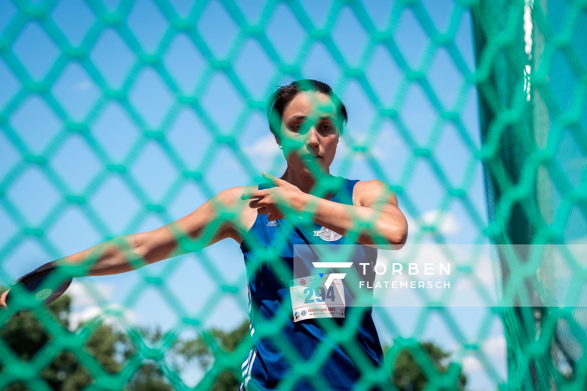 Nele Lauryn Stahl (Rukeli Trollmann e. V.) beim Diskuswurf am 02.07.2022 waehrend den NLV+BLV Leichtathletik-Landesmeisterschaften im Jahnstadion in Goettingen (Tag 1)